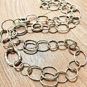 $2495 IPPOLITA Classico Long Hammered Bastille Link Chain Necklace 36"